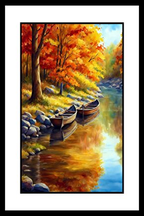 Sonbaharda İki Sandal Digital Art ( ÇERÇEVESİZ - ÇERÇEVE YOKTUR ) ( ULTRA HD ) FOLYO AFİŞ - POSTER