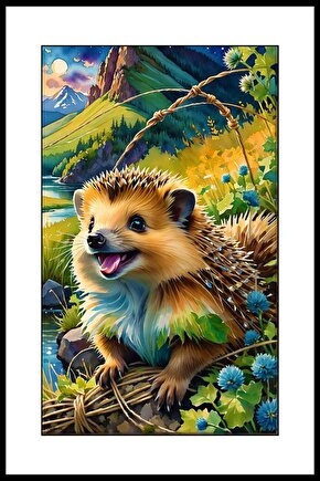 Sevimli Kirpi Digital Art ( ÇERÇEVESİZ - ÇERÇEVE YOKTUR ) ( ULTRA HD ) FOLYO AFİŞ - POSTER