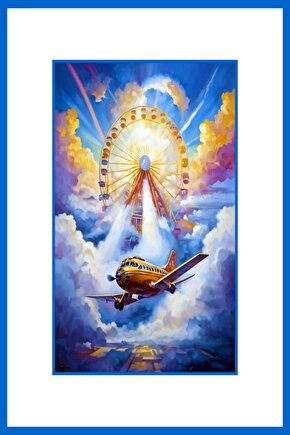 Panayır ve Uçak Digital Art ( ÇERÇEVESİZ - ÇERÇEVE YOKTUR ) ( ULTRA HD ) FOLYO AFİŞ - POSTER