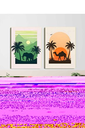 Matisse - Sanat - Soyut - Doğa - Ev - Yaşam ( 2 Li Çerçevesiz ) Poster - Afiş - Tablo NNHT705