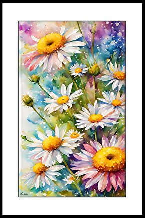 Papatya Çiçekleri Digital Art ( ÇERÇEVESİZ - ÇERÇEVE YOKTUR ) ( ULTRA HD ) FOLYO AFİŞ - POSTER