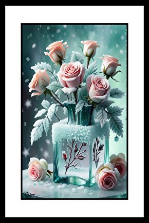 Kış Gülleri Digital Art ( ÇERÇEVESİZ - ÇERÇEVE YOKTUR ) ( ULTRA HD ) FOLYO AFİŞ - POSTER