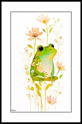 Yeşil Kurbağa Digital Art ( ÇERÇEVESİZ - ÇERÇEVE YOKTUR ) ( ULTRA HD ) FOLYO AFİŞ - POSTER