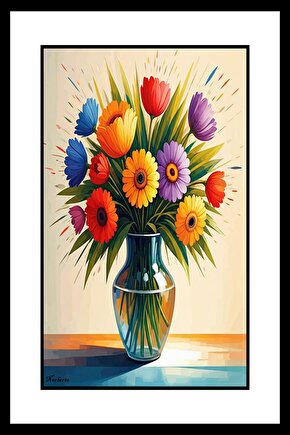 Modern Çizim Çiçekler Digital Art ( ÇERÇEVESİZ - ÇERÇEVE YOKTUR ) ( ULTRA HD ) FOLYO AFİŞ - POSTER
