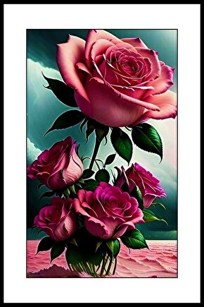 Kırmızı Güller Digital Art ( ÇERÇEVESİZ - ÇERÇEVE YOKTUR ) ( ULTRA HD ) FOLYO AFİŞ - POSTER