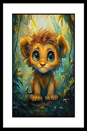 Minik Aslan Digital Art ( ÇERÇEVESİZ - ÇERÇEVE YOKTUR ) ( ULTRA HD ) FOLYO AFİŞ - POSTER