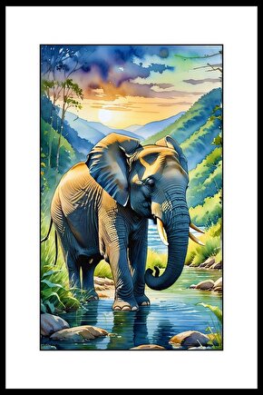 Yavru Fil Digital Art ( ÇERÇEVESİZ - ÇERÇEVE YOKTUR ) ( ULTRA HD ) FOLYO AFİŞ - POSTER