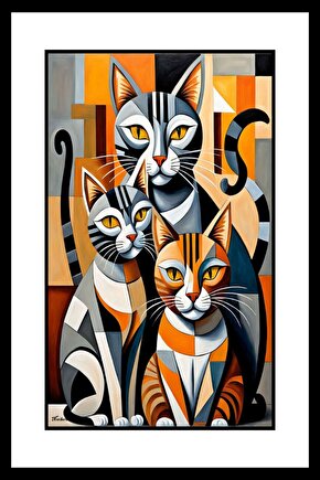 Kedi ve Çocukları Digital Art ( ÇERÇEVESİZ - ÇERÇEVE YOKTUR ) ( ULTRA HD ) FOLYO AFİŞ - POSTER