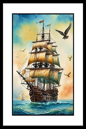 Büyük Eski Kalyon Digital Art ( ÇERÇEVESİZ - ÇERÇEVE YOKTUR ) ( ULTRA HD ) FOLYO AFİŞ - POSTER