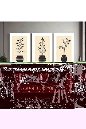 Matisse - Boho - Art Deco - Soyut - Doğa ( 3 lü Çerçevesiz ) Poster - Afiş - Tablo KR2C00920