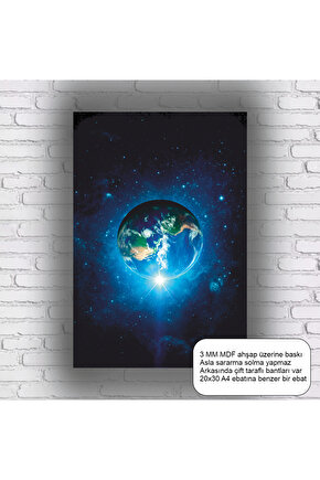 uzaydan Dünyanın resmi bilim mdf ahşap tablo poster