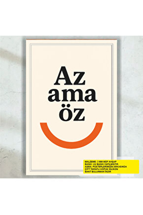 az ama öz ilham verici sözler duvar yazıları retro ahşap poster tablo