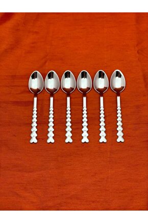 Paslanmaz Çelik Kalpli Çay Kaşığı 6 Adet (PASLANMAZ ÇELİK)
