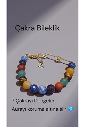 Doğal Taş 7 Çakra Bilekliği Faset Kesim 8mm Koruma Bilekliği