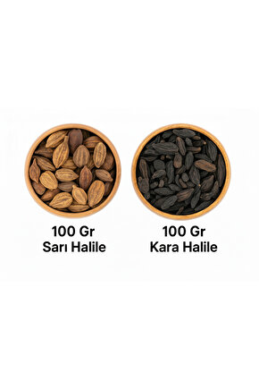 Kara Halile 100 Gr + Sarı Halile 100 Gr | Doğal Şifalı Bitki Seti (İkili Paket - Toplam 200 Gr)