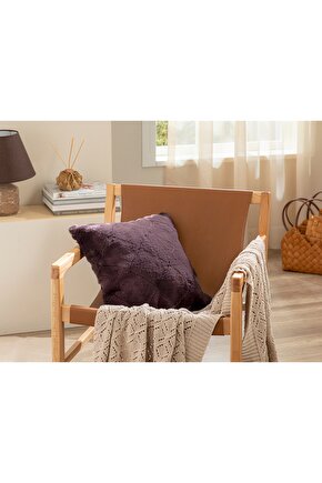 Soft Touch Rabbit Peluş Kırlent Kılıfı 45x45 Cm Mürdüm