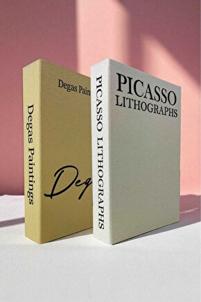 2’li Dekoratif Kitap Görünümlü Saklama Kutusu – Kumaş Kaplı ‘degas & Picasso’ | Hediye & Takı Kutusu