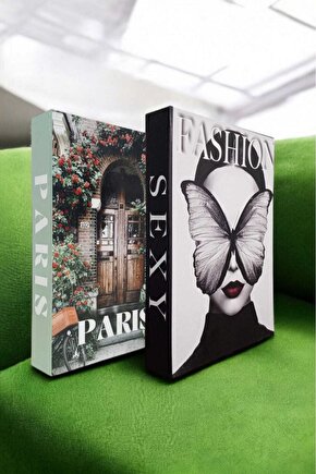 Dekoratif Kitap Görünümlü Kutu 2li Set Decorative Book Looking Box