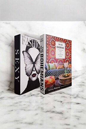 Dekoratif Kitap Görünümlü Kutu 2li Set Decorative Book Looking Box