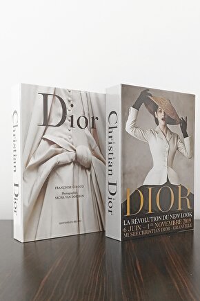 2li Dekoratif Kitap Kutu Görünümlü Dior Gelinlik & Dior Şapkalı Kadın Temalı