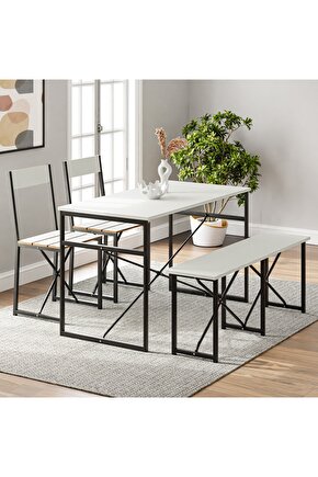 Mutfak Masası Bench Bank 120x60 Masa Set 2 Adet Sandalye Yemek Masası