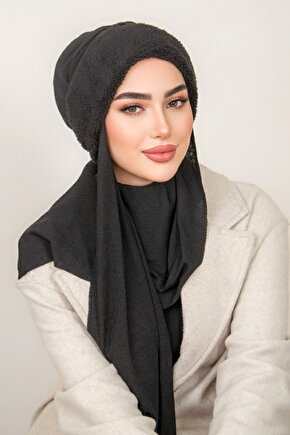 Siyah Kürklü Kelebek Bone Şal
