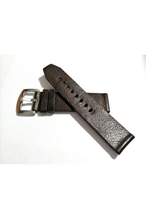 Saate Uyumlu Hakiki Grizi Deri Saat Kordonu 22  mm  (166)  koyu kahverengi