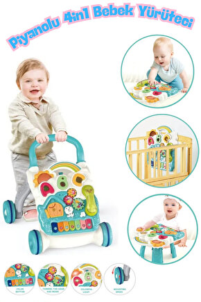 Yürümeye Yardımcı Aktivite Masalı Sesli Piyanolu 4in1 Bebek Yürüteci
