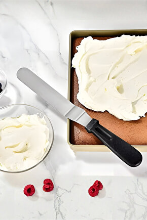 Eğik Oval Uçlu Pasta Sıvama Spatulası - Siyah - Yüksek Kalite - Dayanıklı Ve Pratik