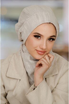 Taş Gri Tesettür Bere Ve Etol Takım