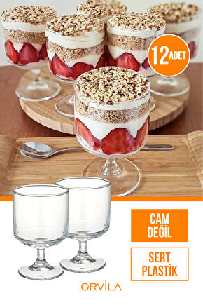 Plastik Magnolia Tatlı Sunum Bardağı | 12li Mika Magnolya Dondurma Puding Kasesi (CAM DEĞİLDİR)