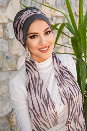 Füme Zebra Fularlı Bone