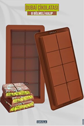 Dubai Çikolatası Yapma Kalıbı |Silikon 8li Yapışmaz Bar