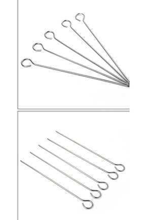 4 Adet - Ömür Boyu Paslanmaz Airfryer Kebap Şişi - 20 Cm Mangal Şiş