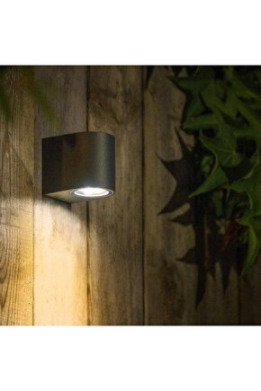 Full Reyon Tek Yön Siyah Kasa Günışığı Led Duvar Aplik Dış Mekan Ampul Dahil