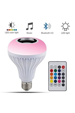 Bluetooth Hoparlörlü Kumandalı Rgb Akıllı Led Ampul-16 Renk
