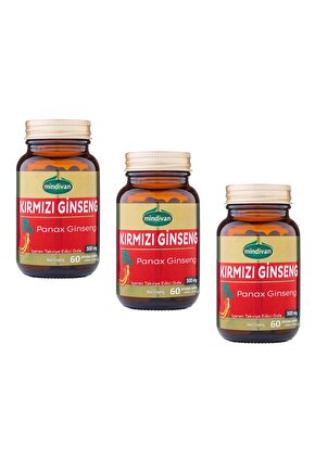 Kırmızı Ginseng Ekstraktı 60 Kapsül Panax Ginseng Red Ginseng x3 ADET