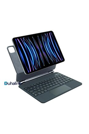 Ipad Klavyeli Manyetik Kılıf Touchpadli RGB Işıklı Bluetooth 1011. Nesil Air 54 10.9-11 Uyumlu