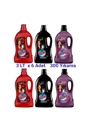 BİNGO SIVI ÇAMAŞIR DETERJANI 2*3LT SİYAH 2*3LT RENKLİ 2*3LT ONARIM KORUMA TOPLAM 18 LT