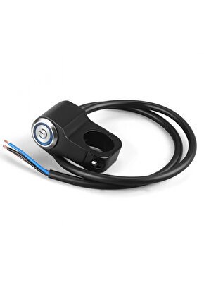 Motosiklet Işıklı Sis Far Düğmesi Gidon Bağlantılı Aliminyum Siyah Tekli