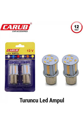 1016 Turuncu Çift Duy Çakar ve Kayar Led Ampül Turuncu 2adet