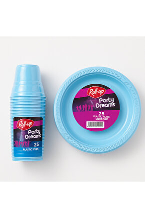 Mavi Plastik Tabak Bardak Set Kullan at