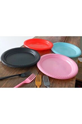 Plastik Tabak Renkli Pls 22cm 25 Adet