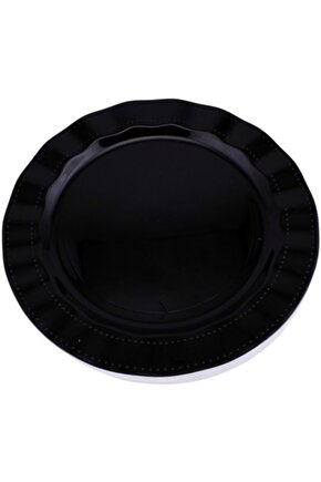 Siyah Renk Lüks Plastik Mika Yuvarlak Tabak 26 Cm 6 Adet