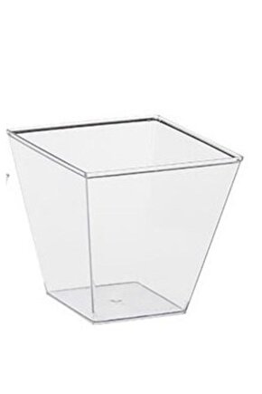 Prizma Mini Mika Plastik Sunum Kabı Kübik Kase 120 Cc 50 Adet