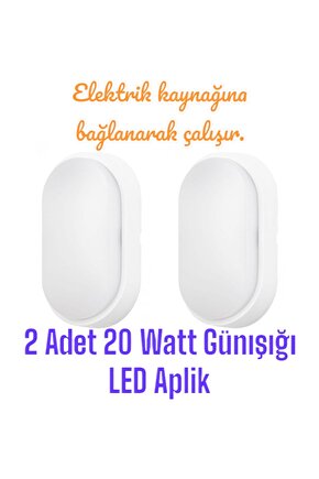 2 Adet 20 Watt GÜNIŞIĞI Ledli Nemli Alan, Dış Mekan, Bahçe, Banyo, Teras, Balkon, Kamelya Apliği