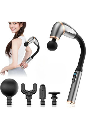 Masaj Tabancası Sporcu Masaj Aleti 4 Başlıklı Şarjlı Titreşimli Sporcu Masaj Tabancası