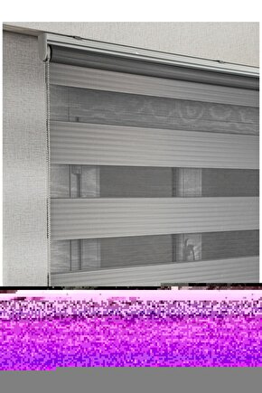 Zebra Perde Gri Pliseli Dilimsiz