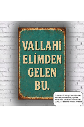 komik esprili sözler duvar yazıları elimden gelen bu mdf tablo retro ahşap poster