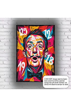 salvador dali ressam popart komik eğlenceli retro ahşap poster mdf tablo